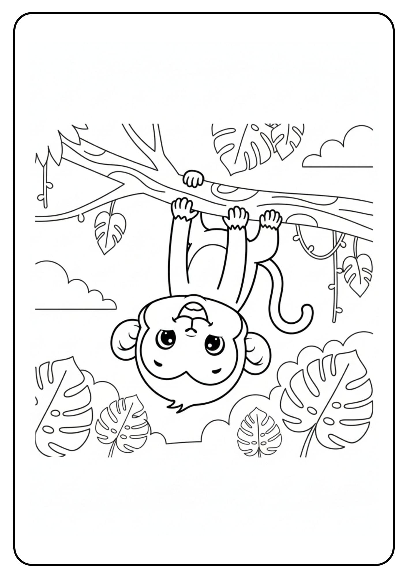 Aap schattig hangt aan tak