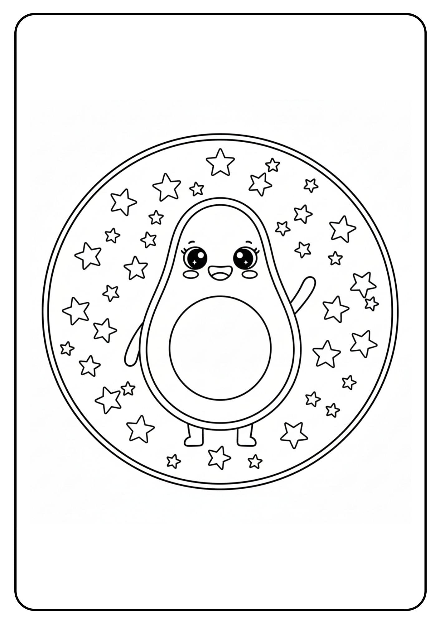 Avocado schattig met sterretjes