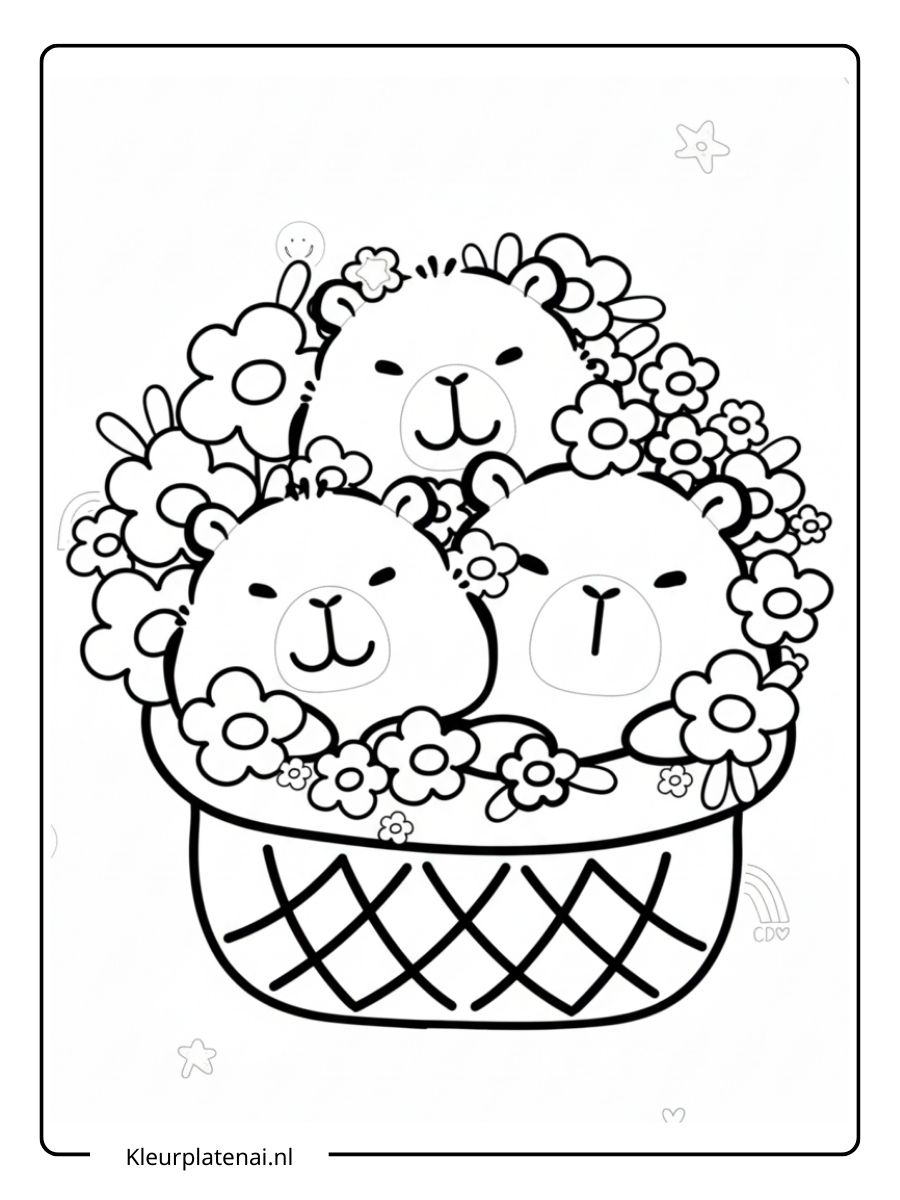 Capybara Kleurplaat Schattig (11)