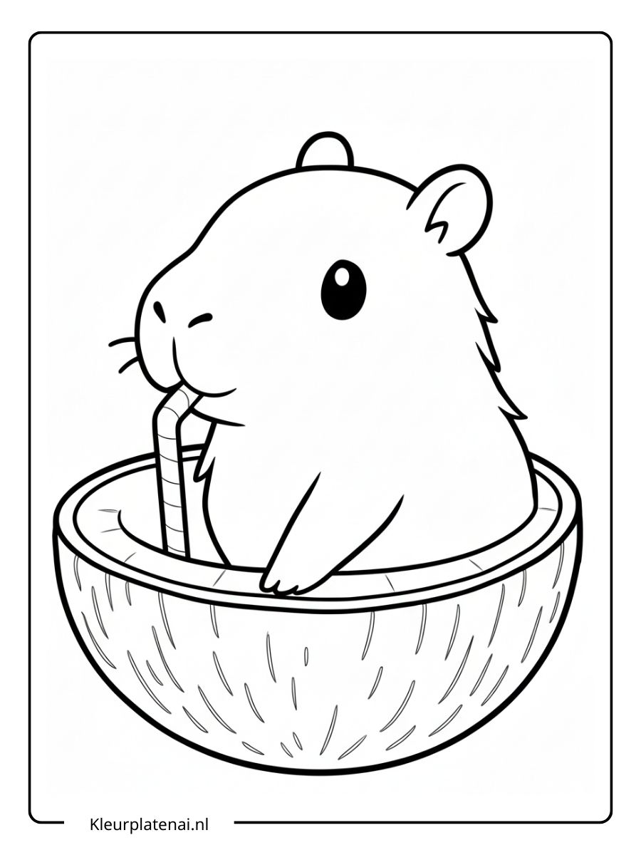 Capybara Kleurplaat Schattig (12)