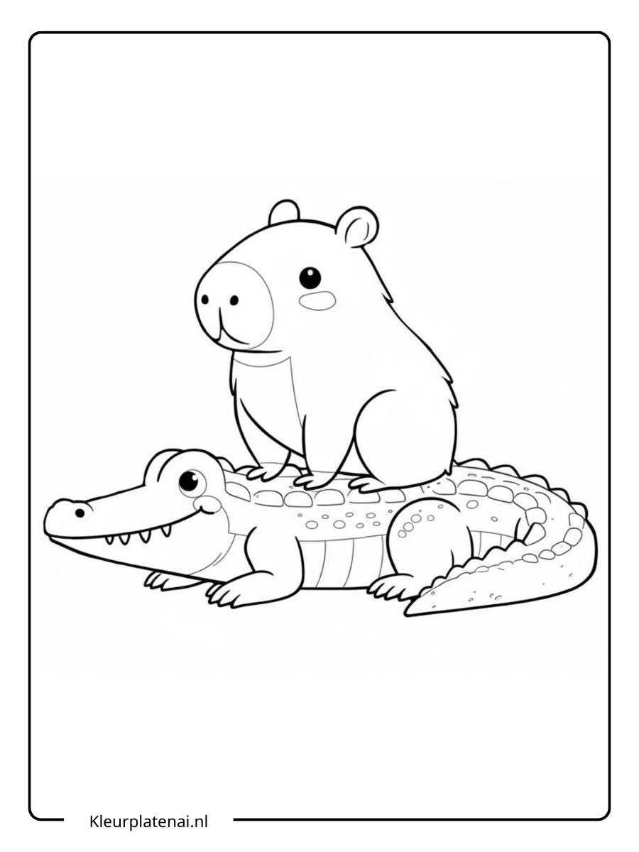 Capybara Kleurplaat Schattig (14)