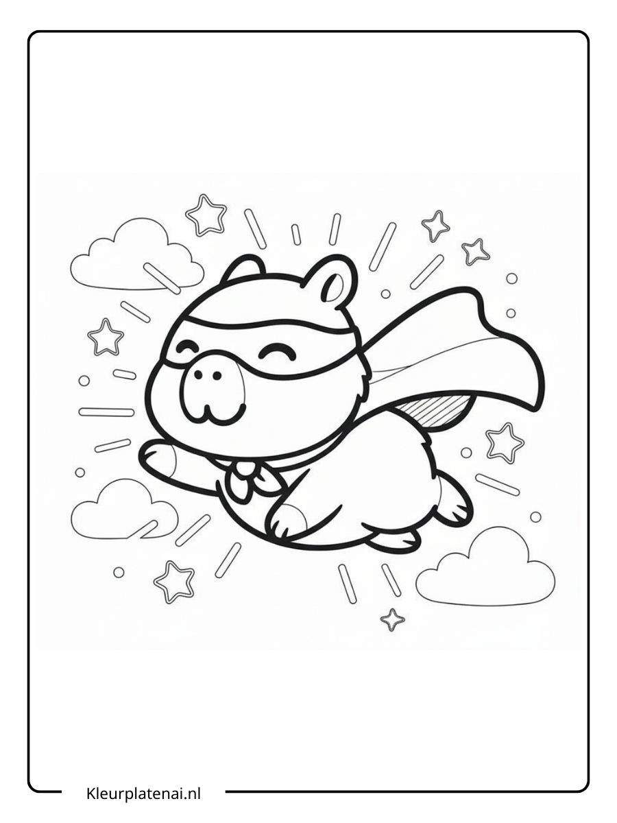 Capybara Kleurplaat Schattig (15)