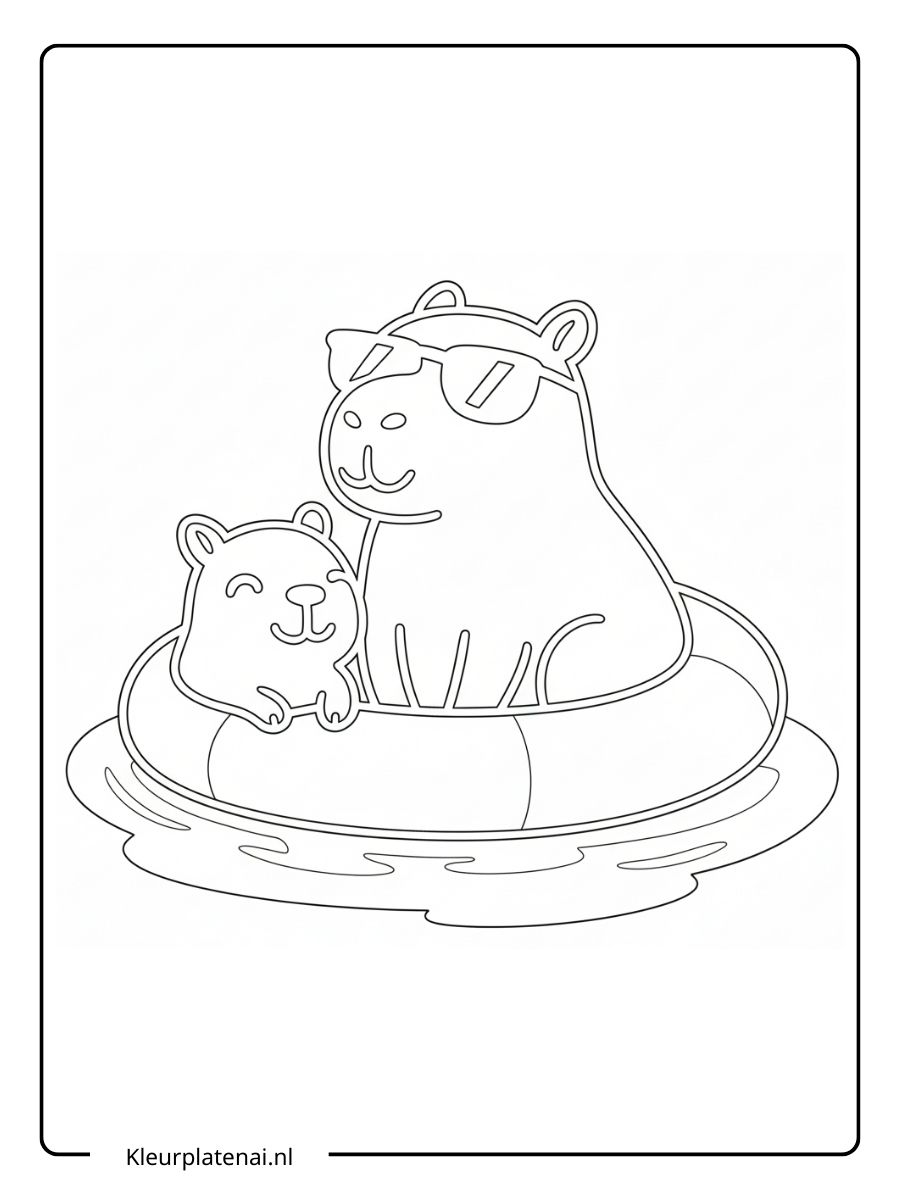 Capybara Kleurplaat Schattig (16)