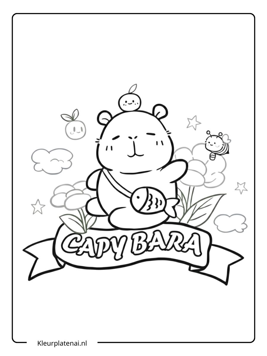 Capybara Kleurplaat Schattig (18)