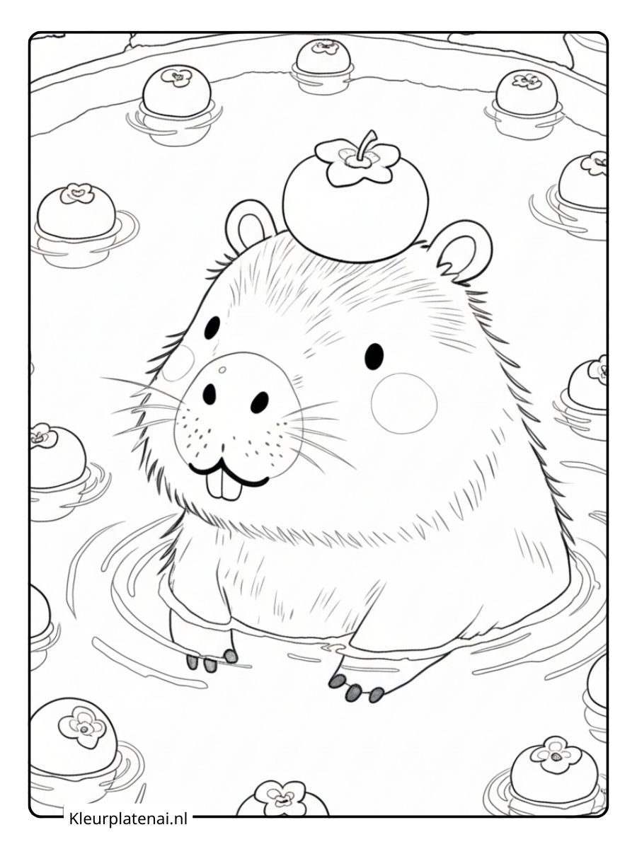 Capybara Kleurplaat Schattig (2)