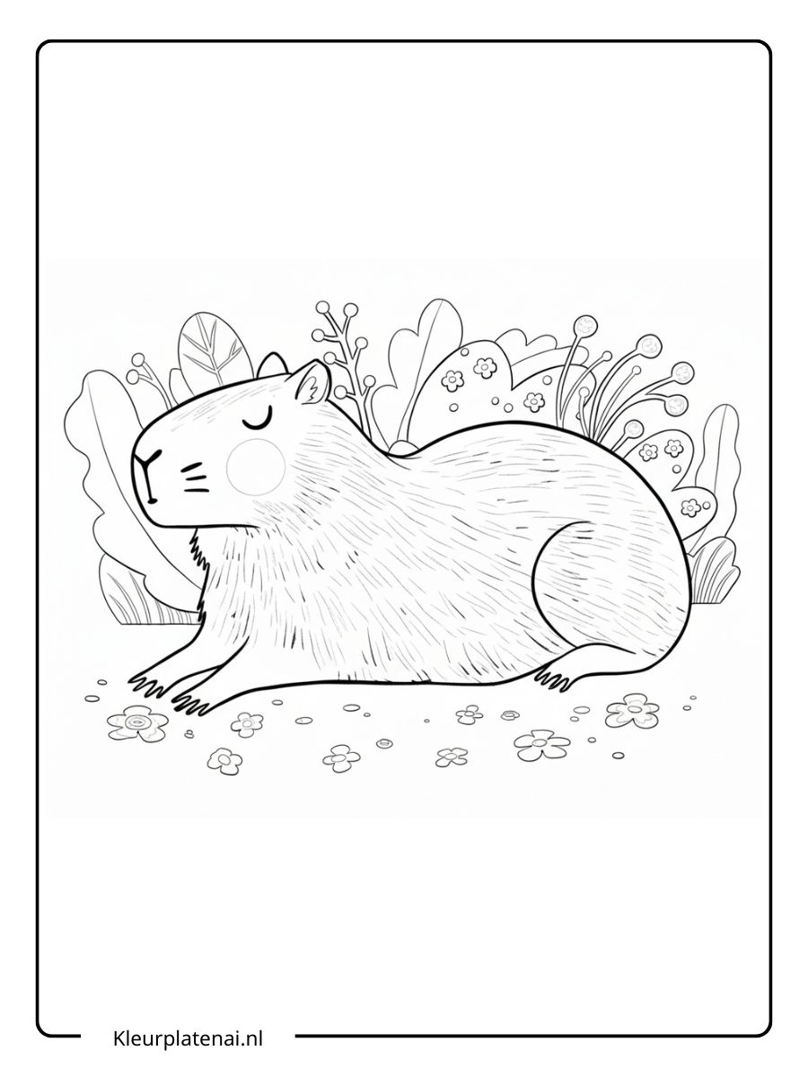 Capybara Kleurplaat Schattig (3)