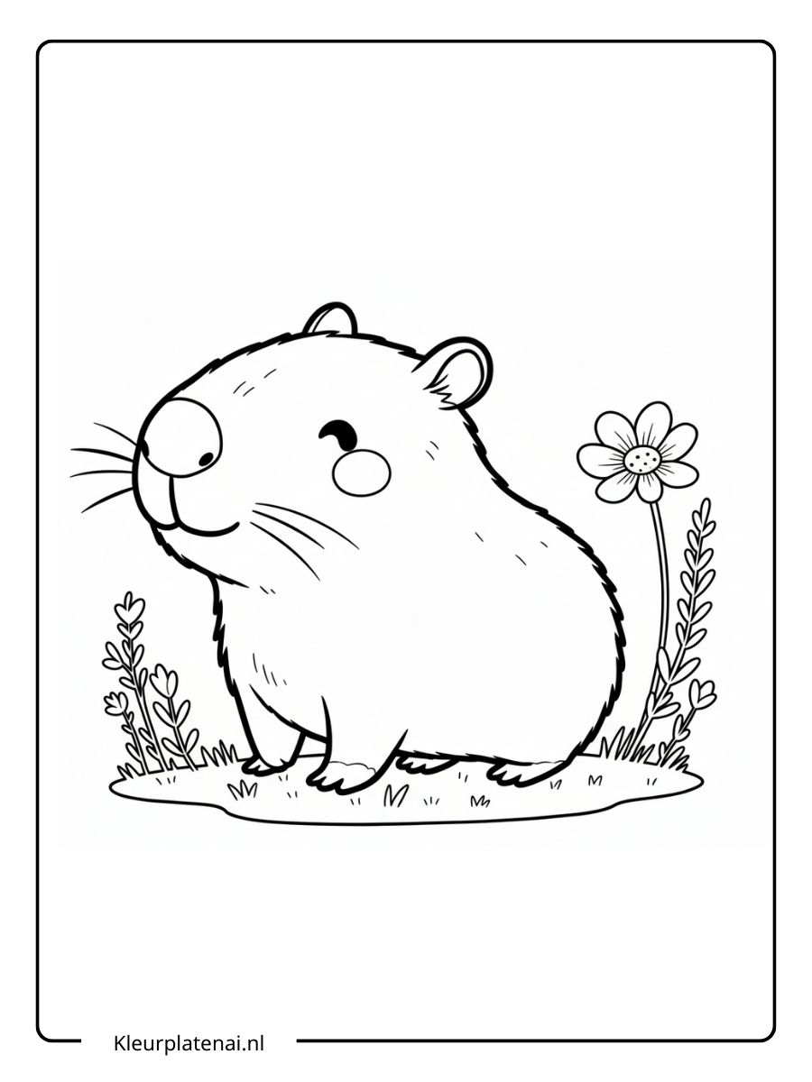 Capybara Kleurplaat Schattig (4)