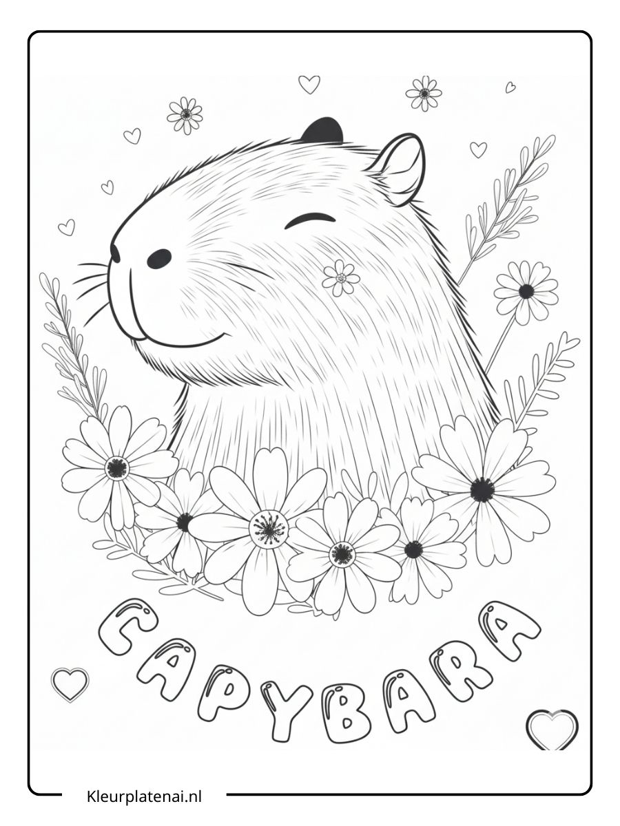 Capybara Kleurplaat Schattig (5)