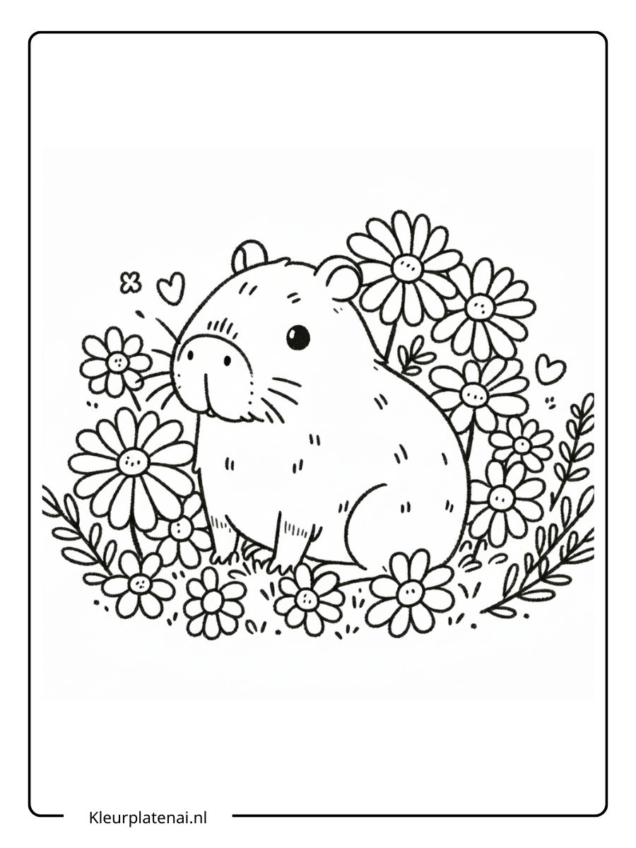 Capybara Kleurplaat Schattig (8)