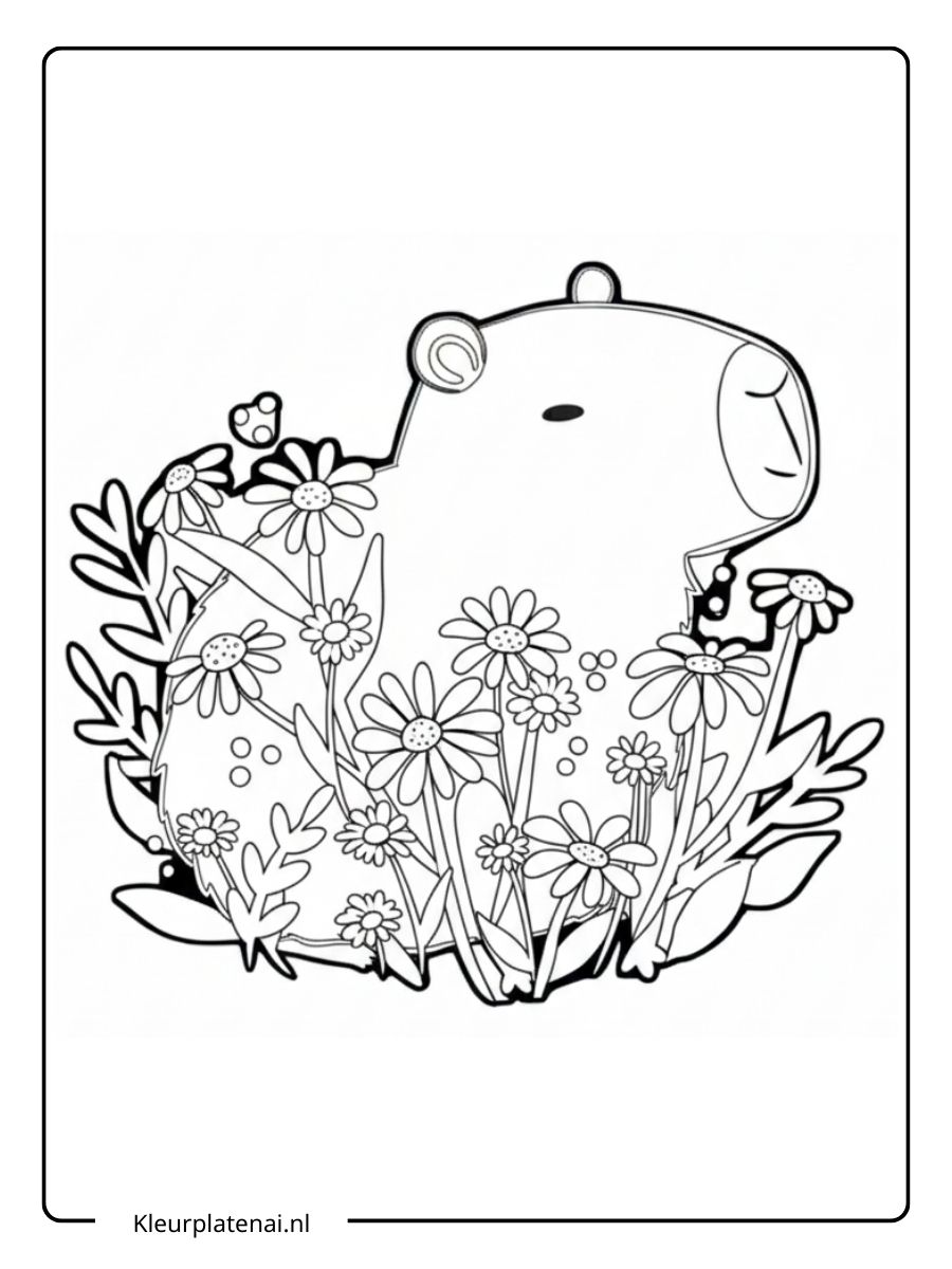 Capybara Kleurplaat Schattig (9)