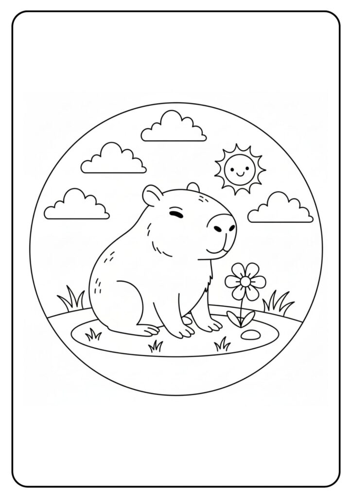 Capybara schattig met bloem