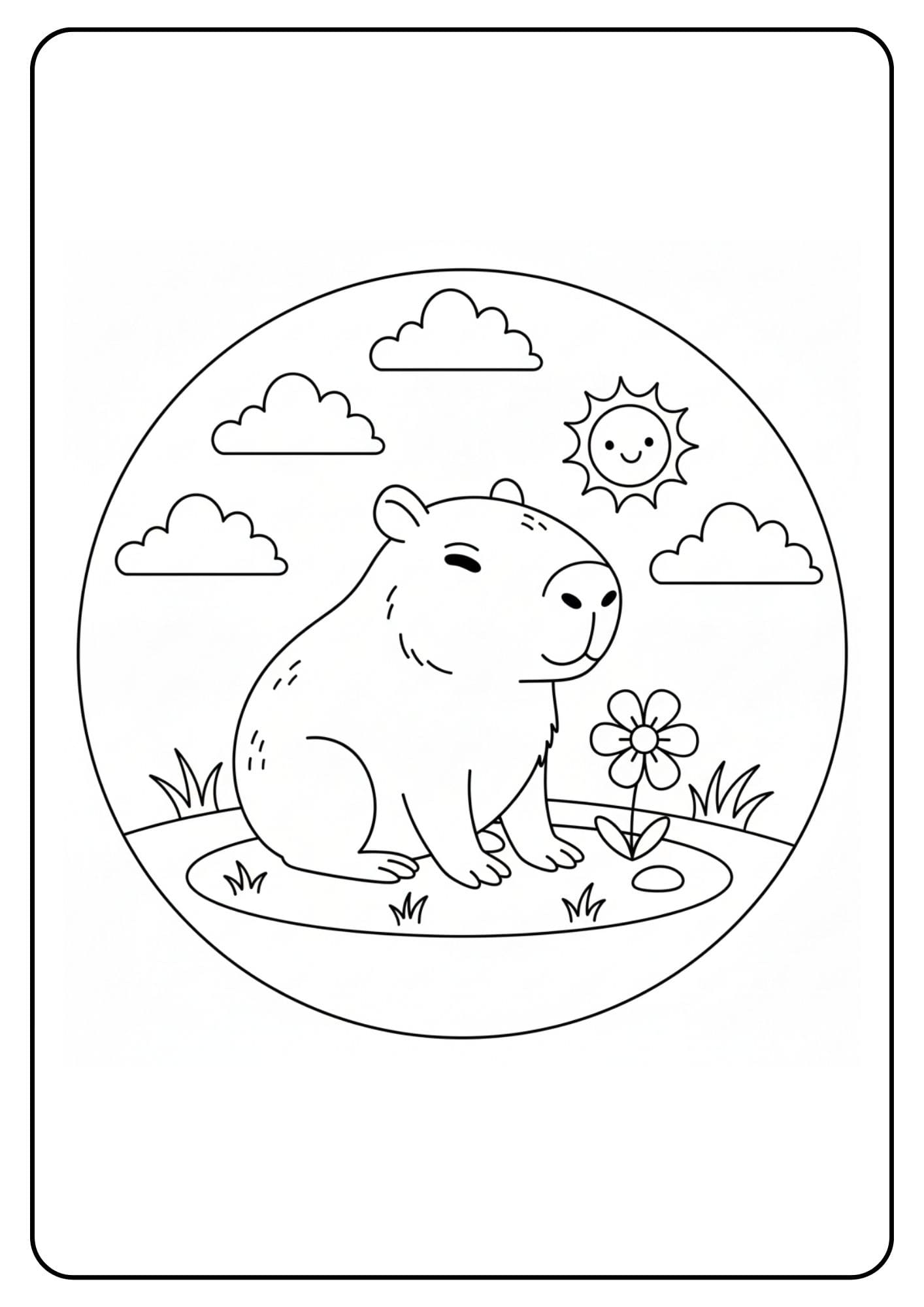 Capybara schattig met bloem