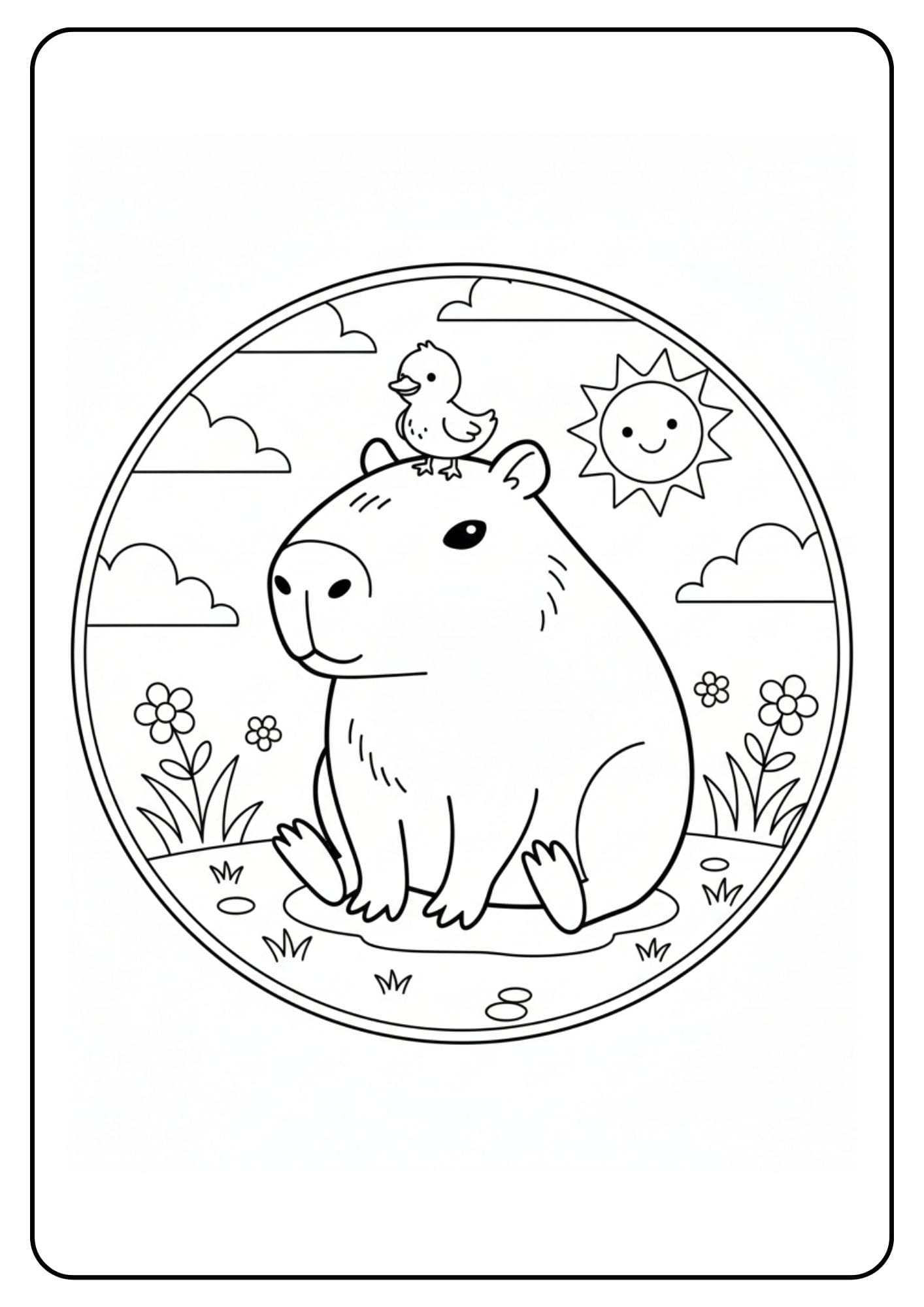 Capybara schattig met eendje