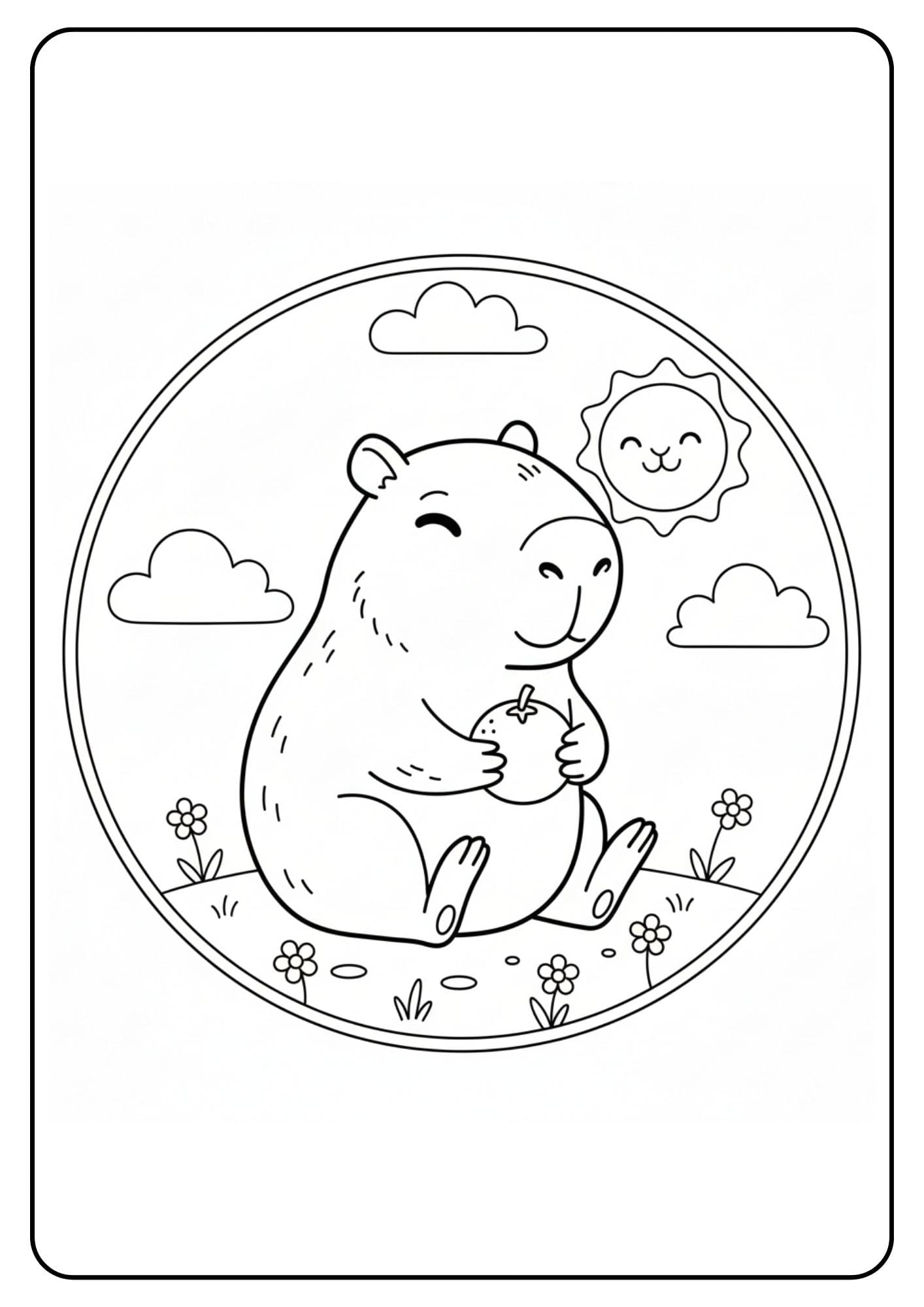 Capybara schattig met sinaasappel