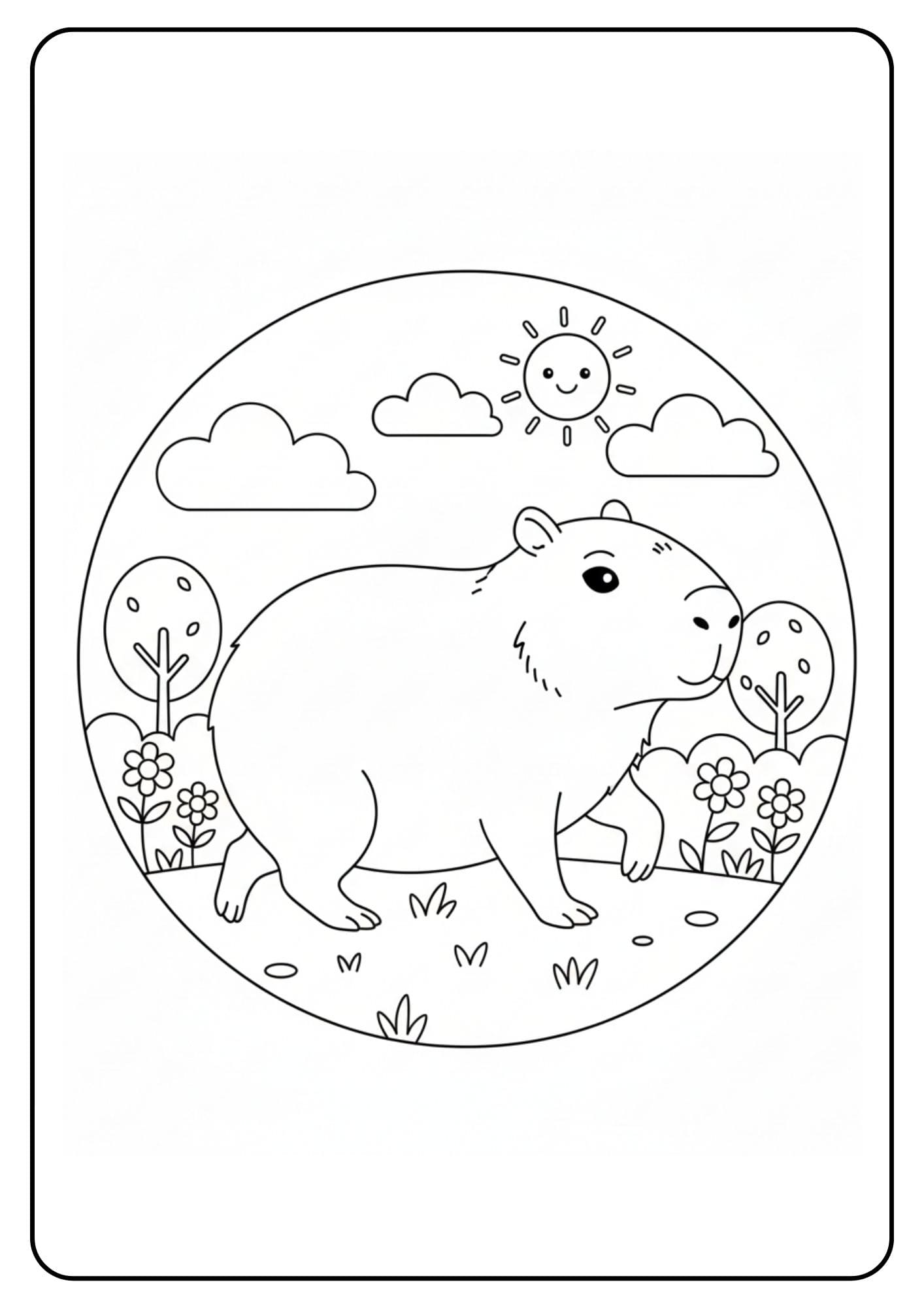 Capybara schattig wandelend