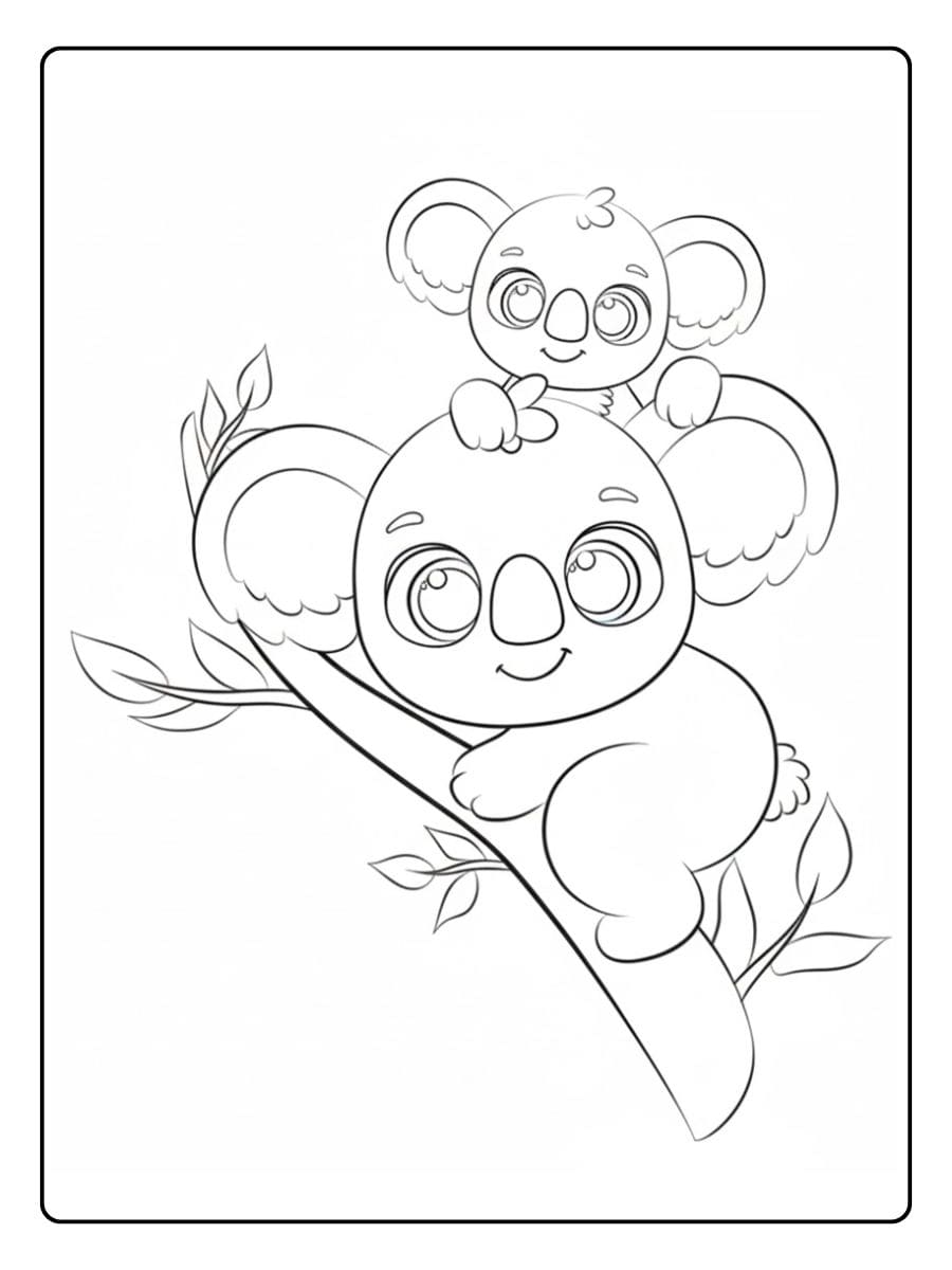 De lachende kleurplaat koala schattig