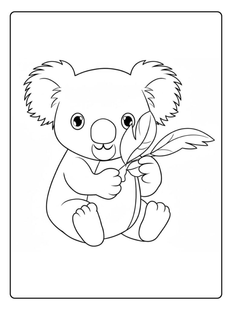 De slaperige kleurplaat koala schattig in de boom