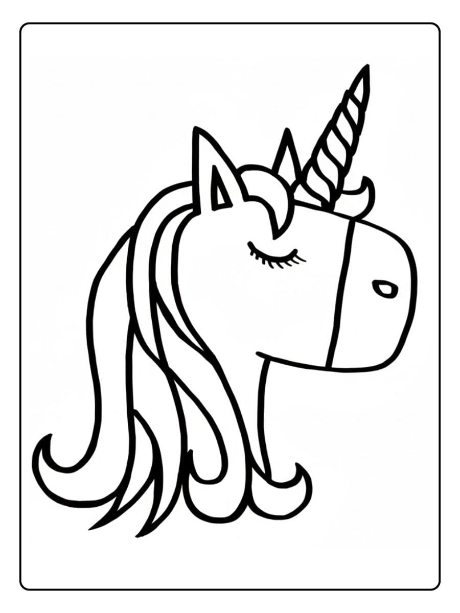 Dit is een leuke en eenvoudige schattig unicorn unicorn kleurplaat voor kinderen