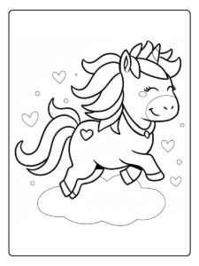 Een schattige baby unicorn unicorn kleurplaat met dikke lijnen