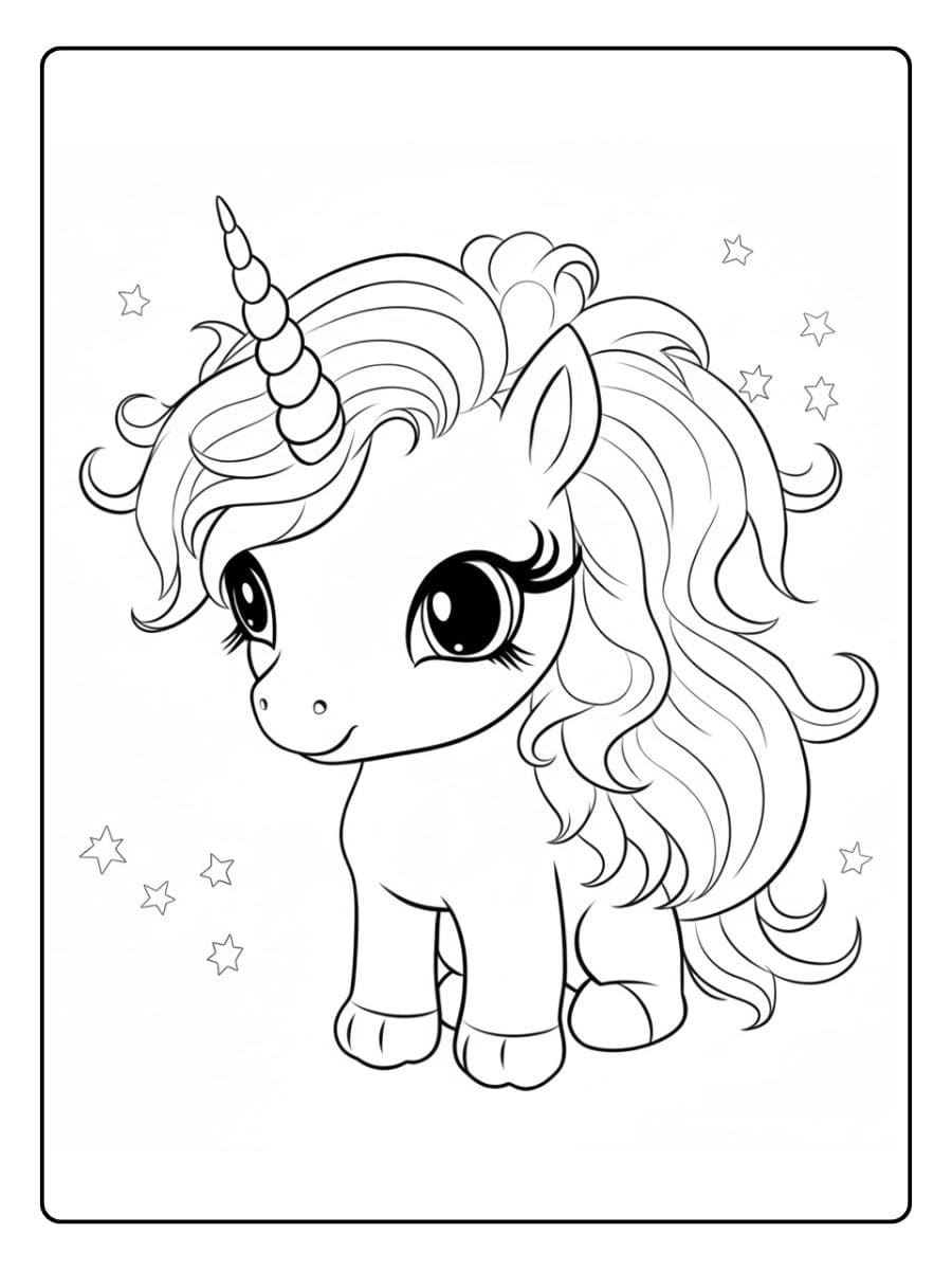 Eenhoorn met bloemenkrans Schattig unicorn unicorn kleurplaat