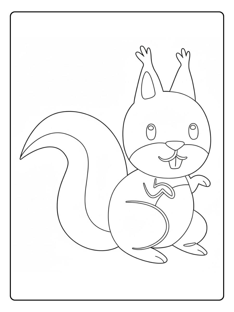 Eenvoudige Lijntekening Schattige Eekhoorn voor kleurplaat schattige diertjes