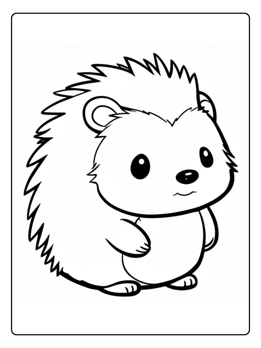Eenvoudige Zwart Wit kleurplaat schattige diertjes