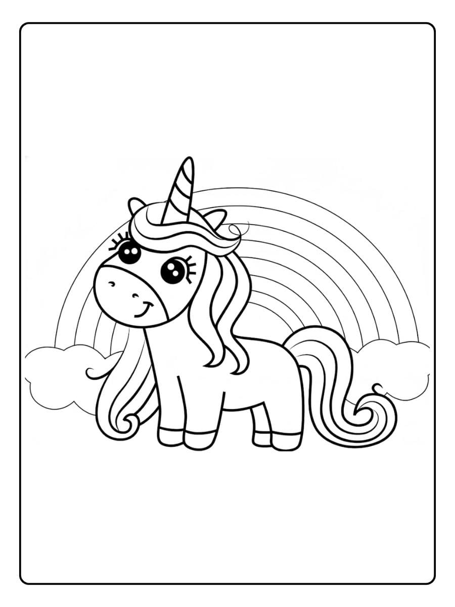 Eenvoudige schattig unicorn unicorn kleurplaat