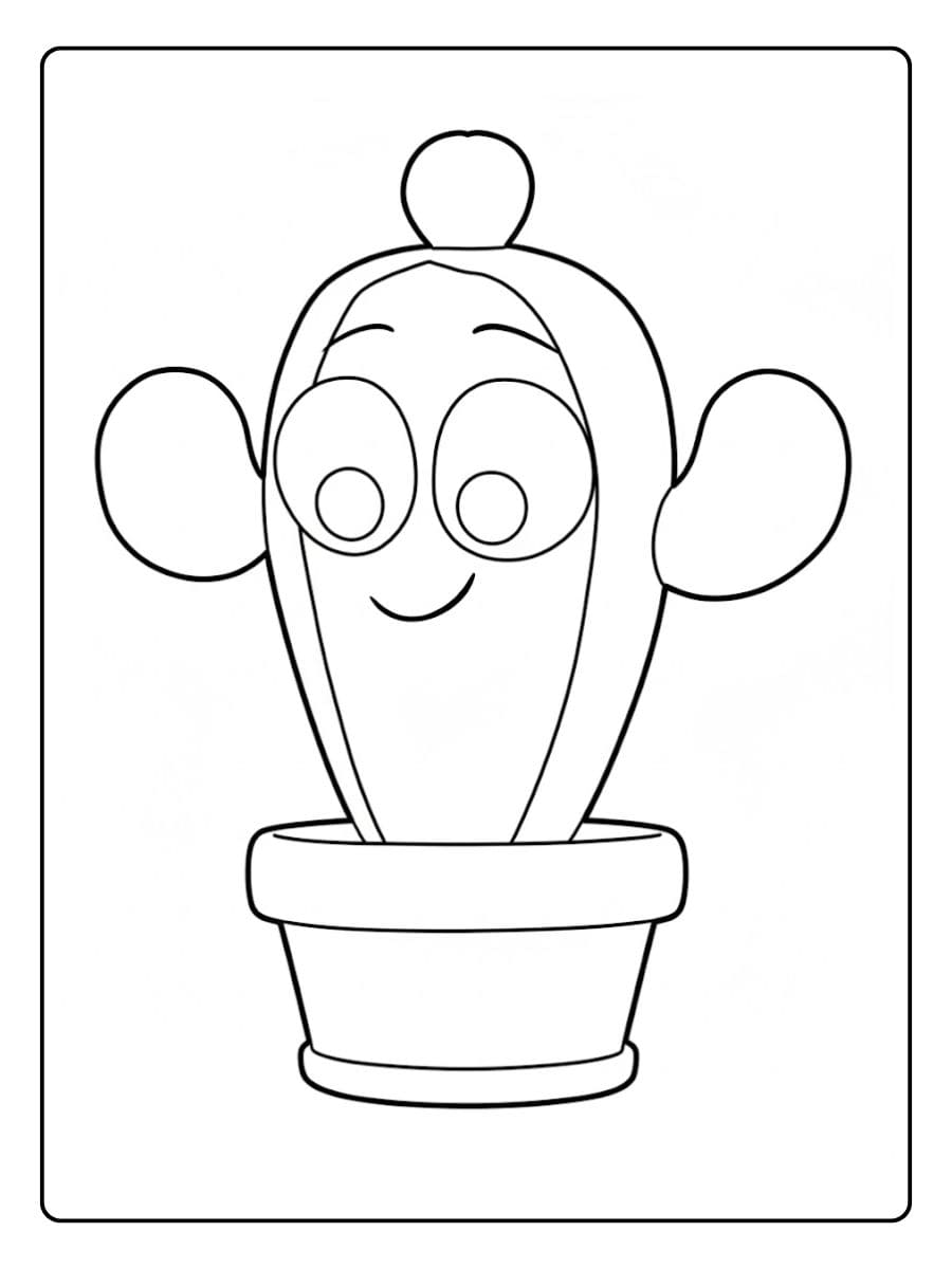 Kleuring Plaat Schattige Cactus met Grote Armen
