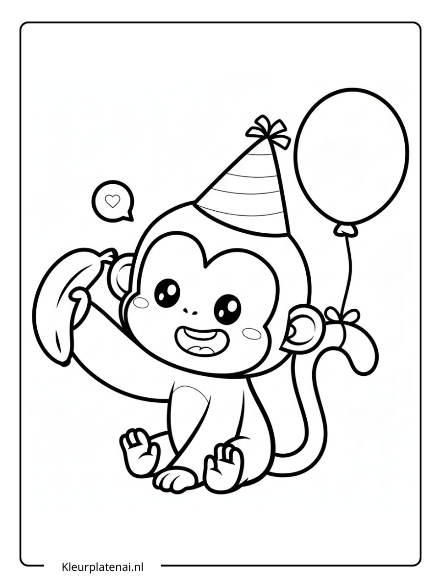 Kleurplaat Aap Schattig (10)