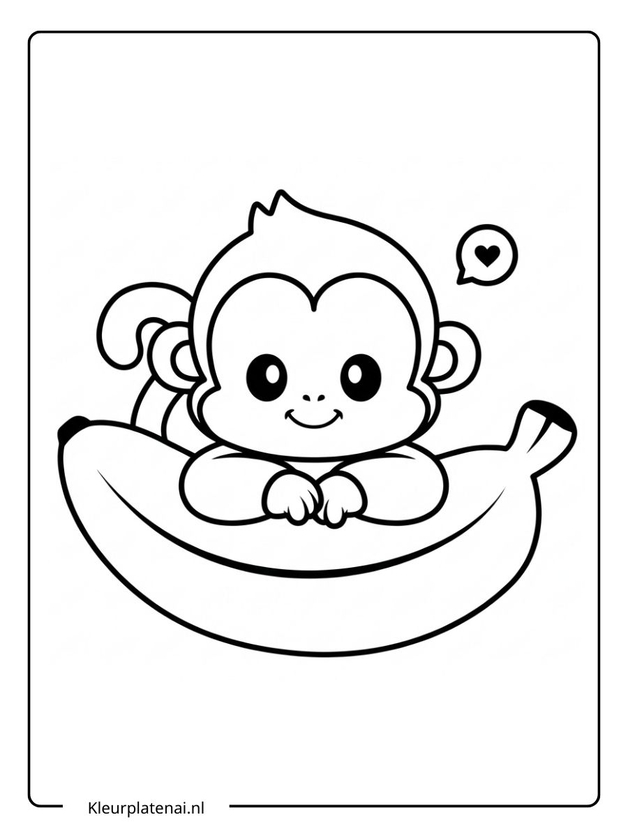 Kleurplaat Aap Schattig (11)