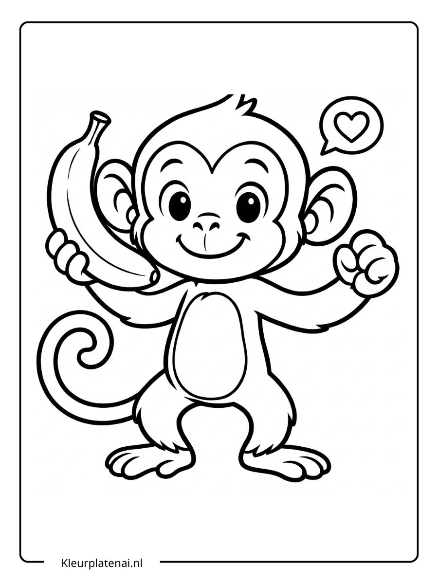 Kleurplaat Aap Schattig (12)