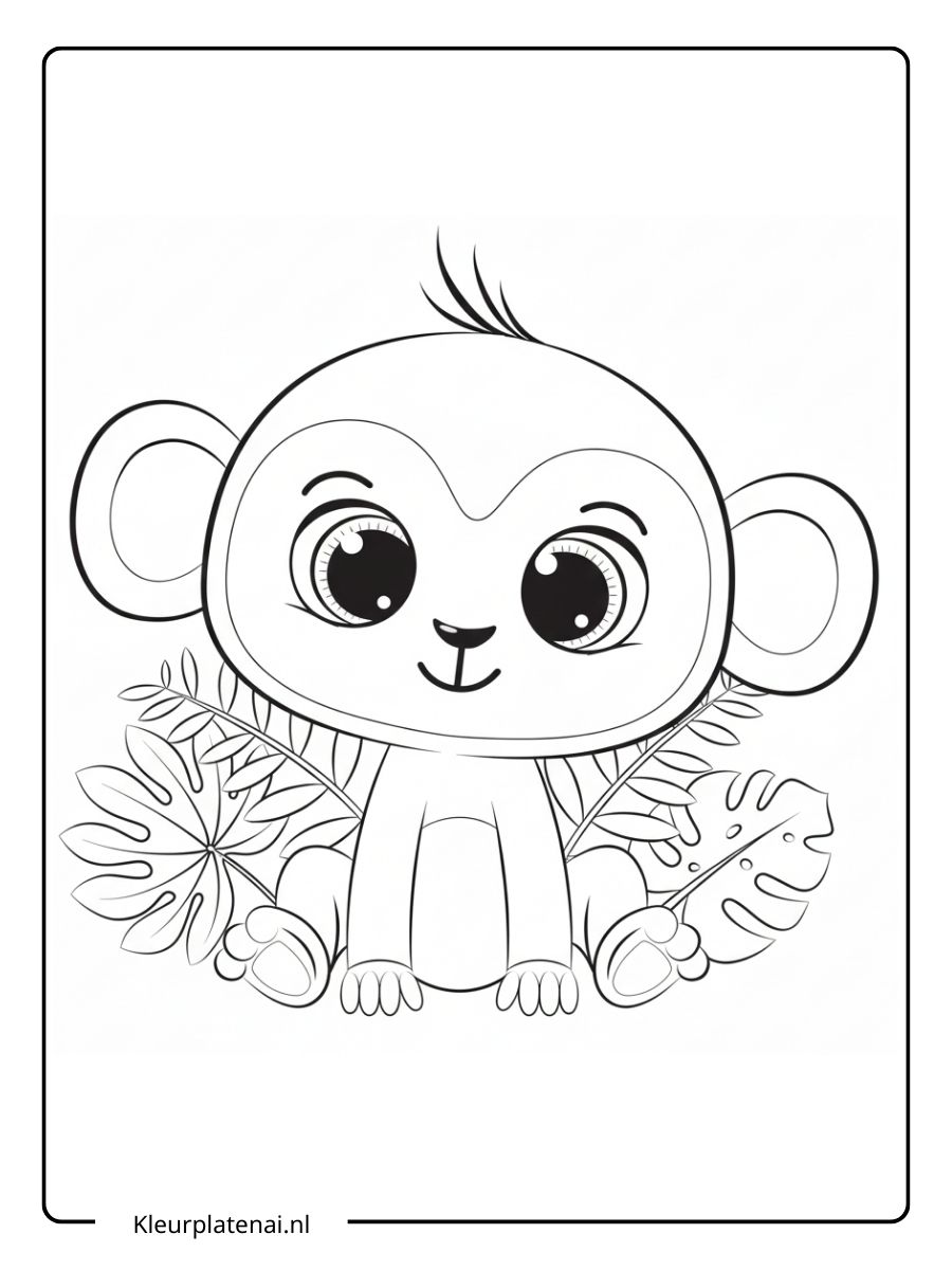 Kleurplaat Aap Schattig (13)