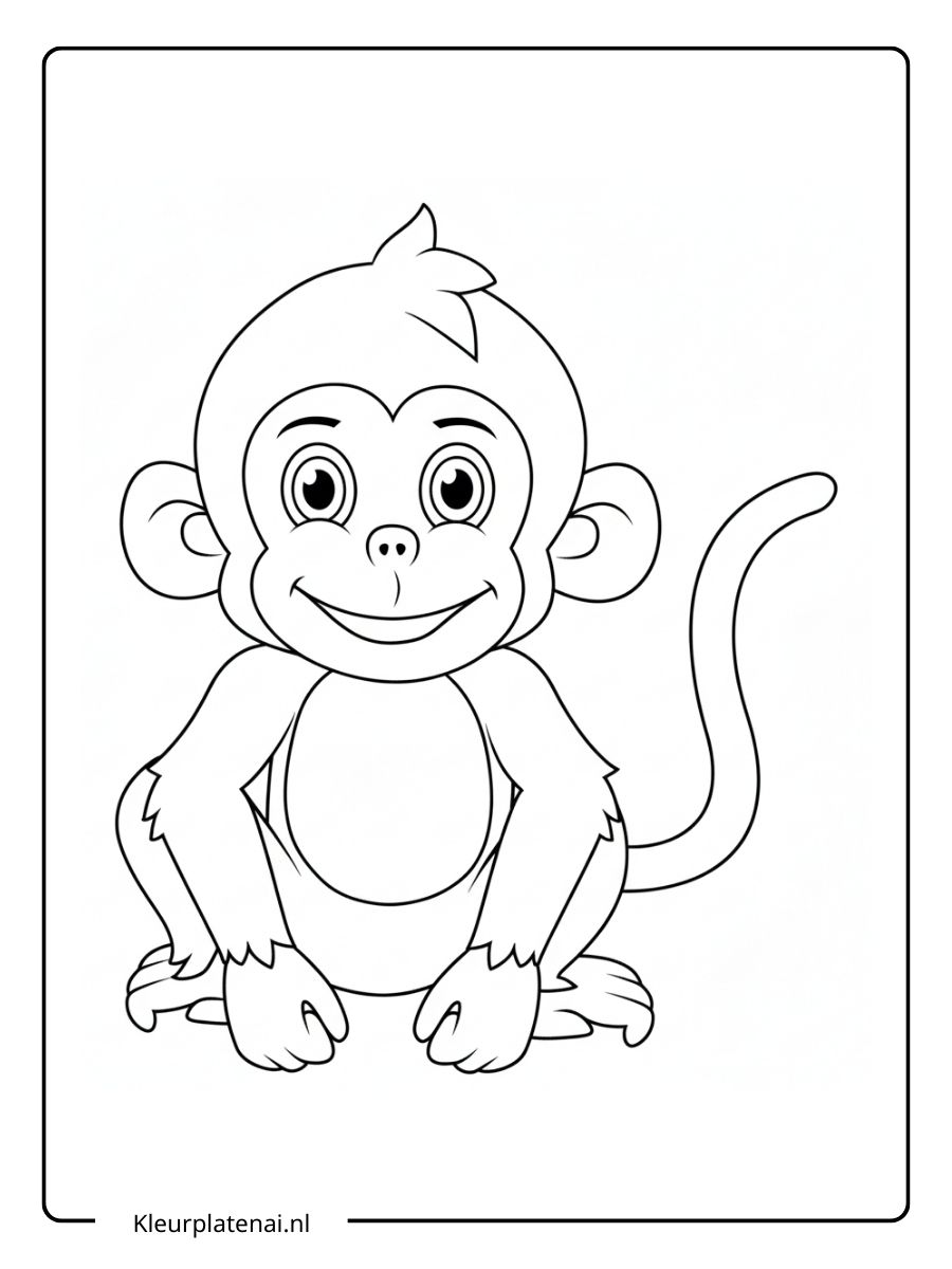 Kleurplaat Aap Schattig (17)