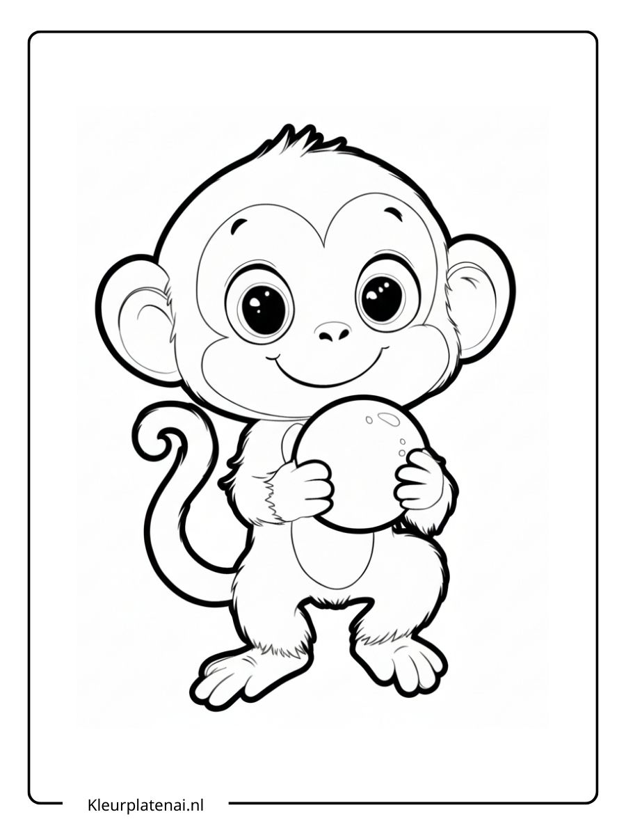 Kleurplaat Aap Schattig (18)