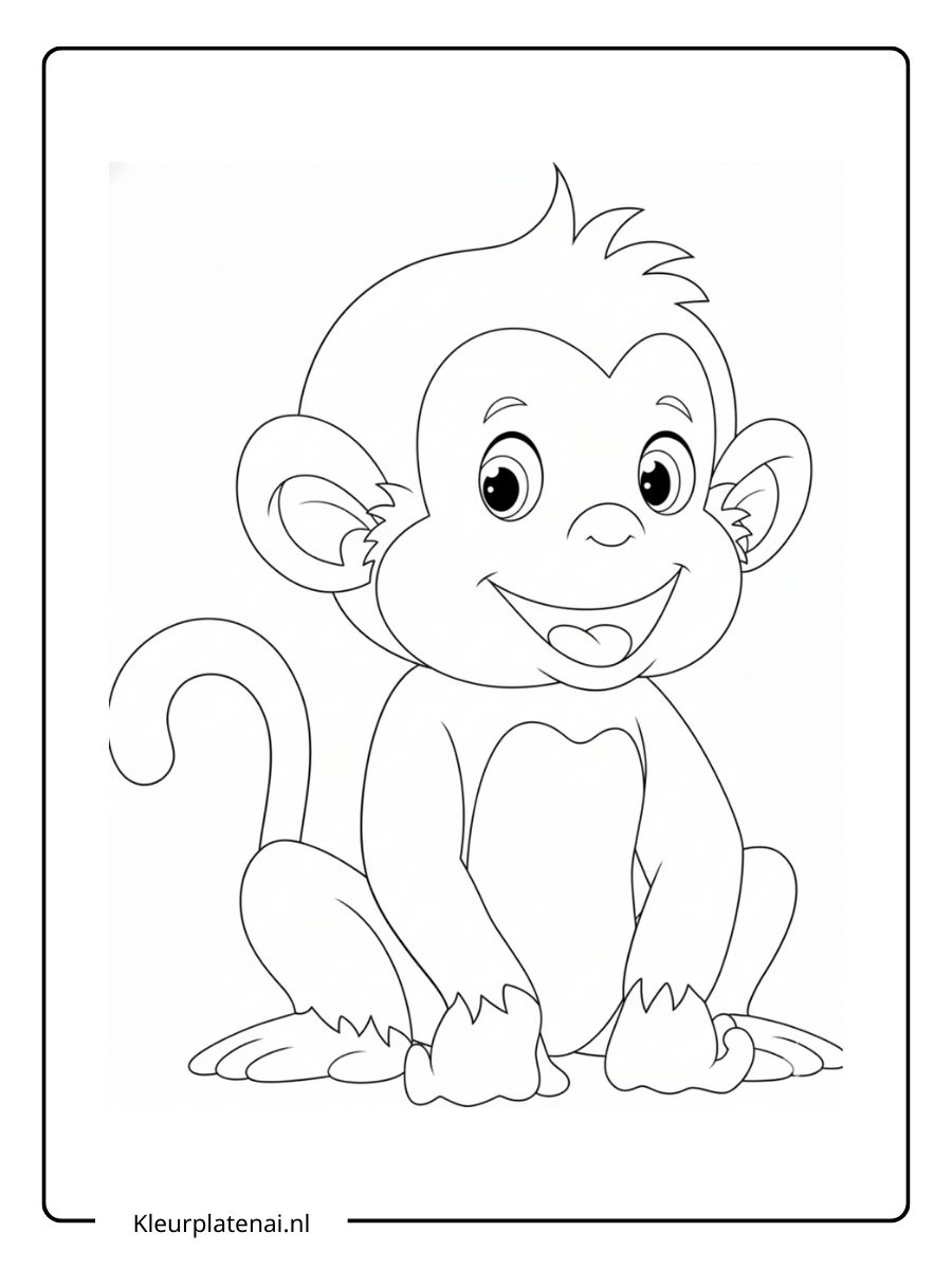 Kleurplaat Aap Schattig (20)