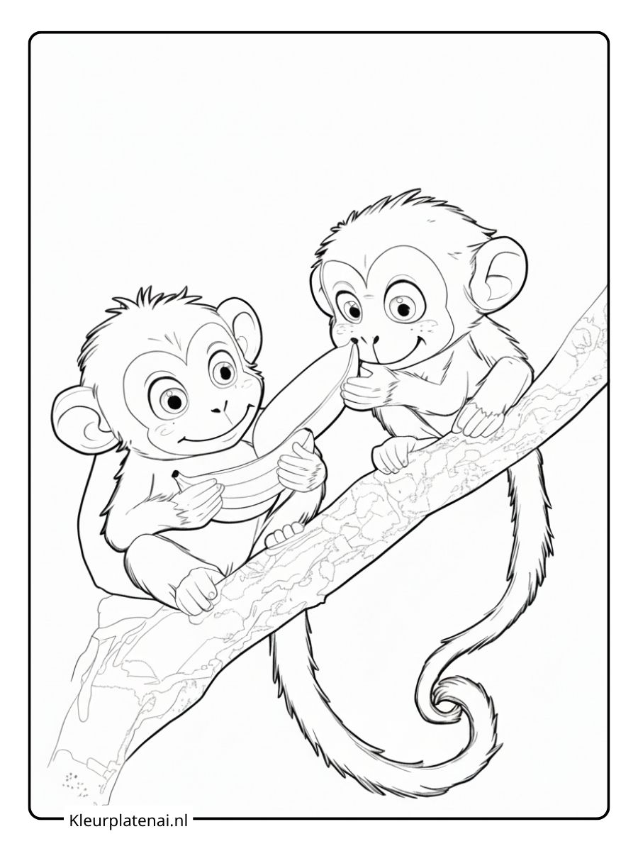 Kleurplaat Aap Schattig (5)
