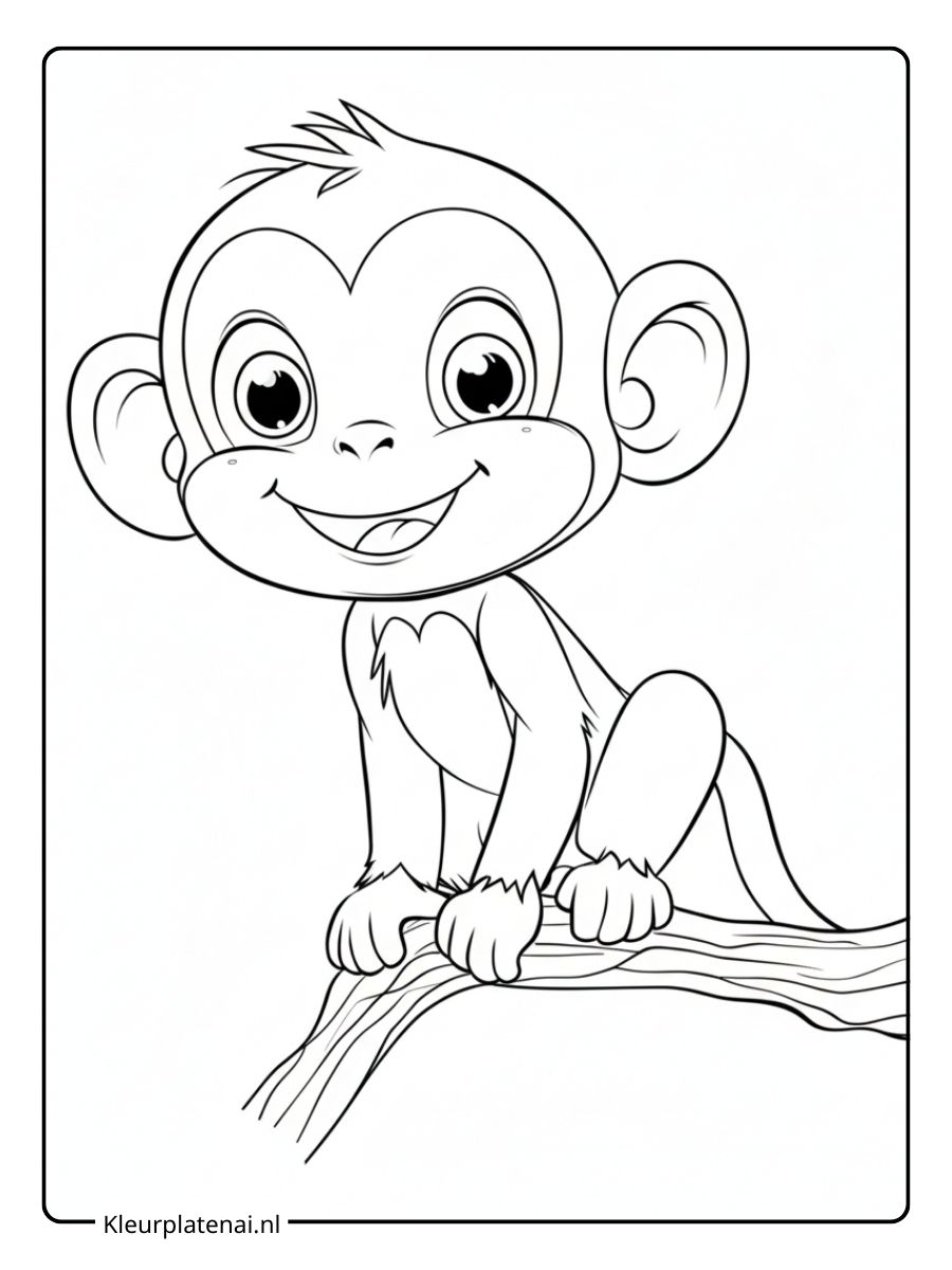 Kleurplaat Aap Schattig (8)
