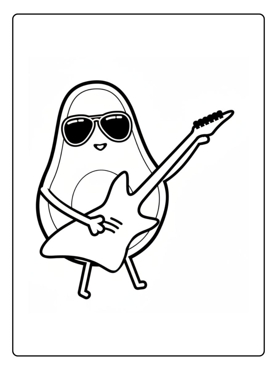 Kleurplaat Avocado Schattig (1)