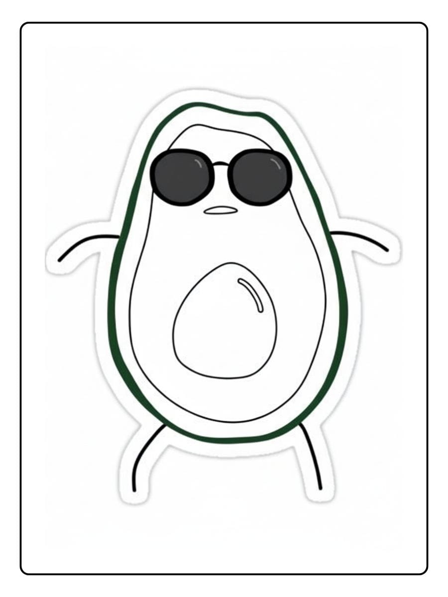 Kleurplaat Avocado Schattig (2)
