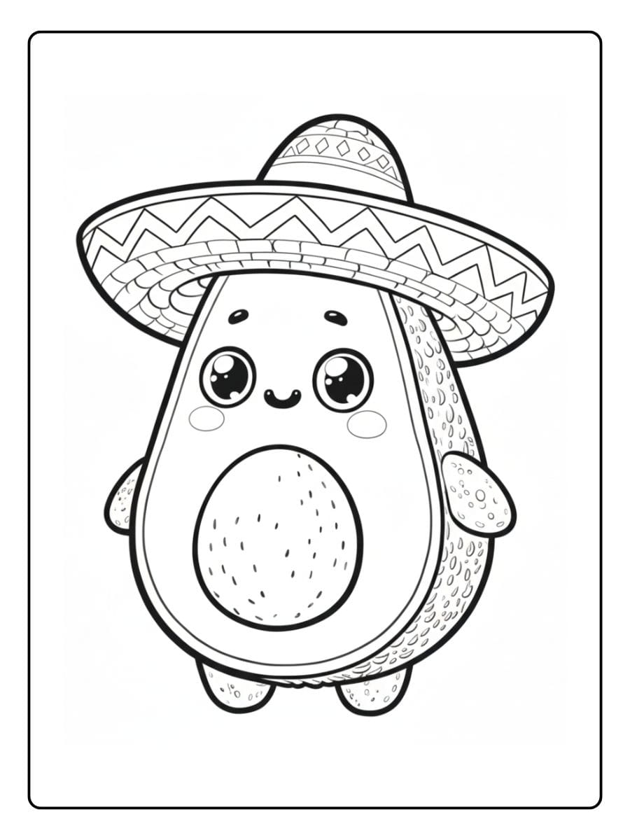 Kleurplaat Avocado Schattig (3)