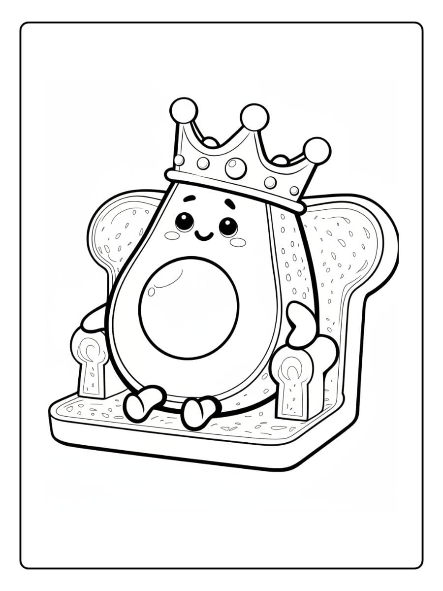 Kleurplaat Avocado Schattig (4)