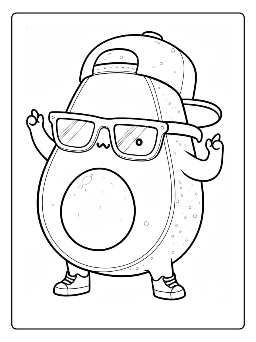 Kleurplaat Avocado Schattig (5)