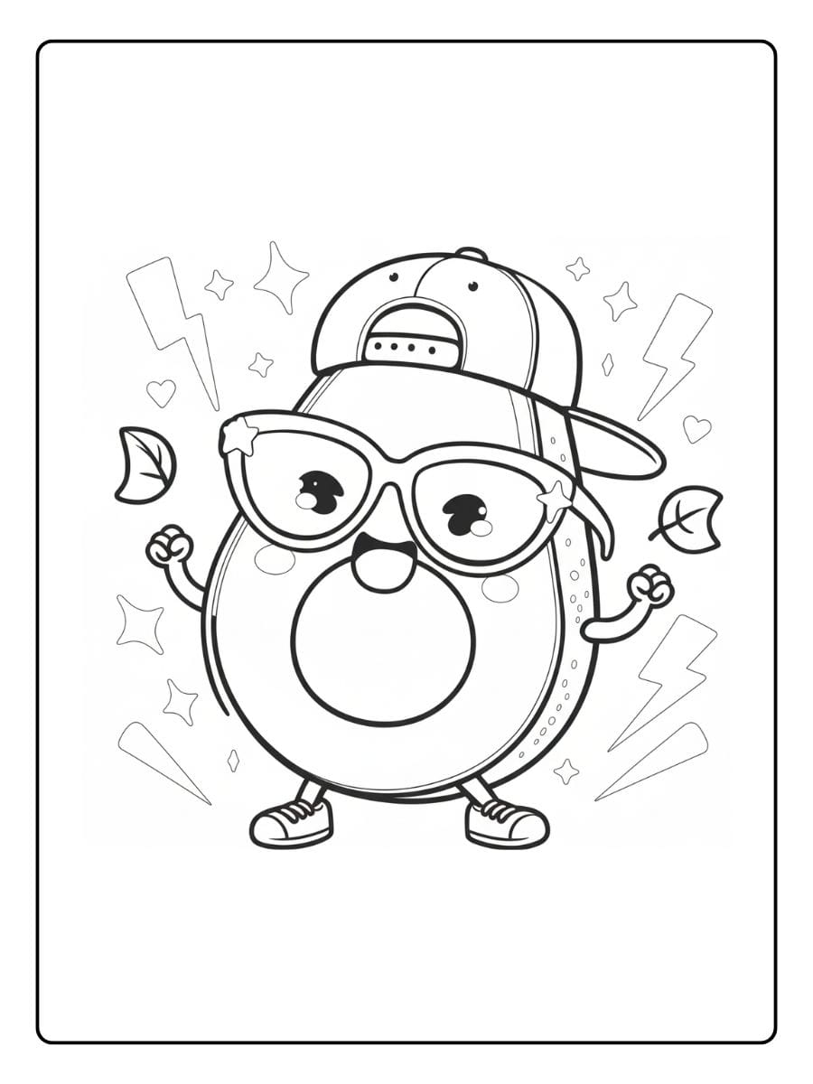 Kleurplaat Avocado Schattig (6)