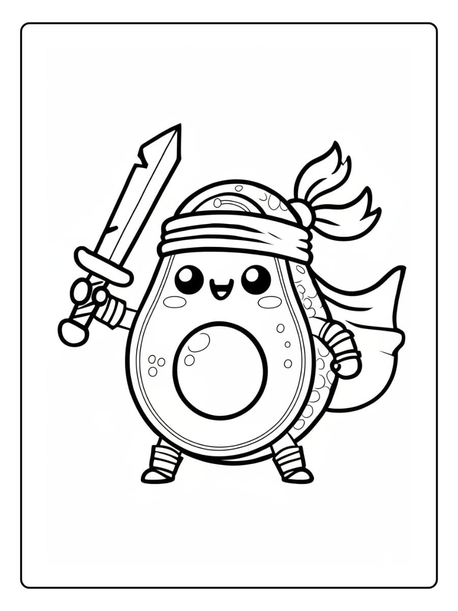 Kleurplaat Avocado Schattig (7)