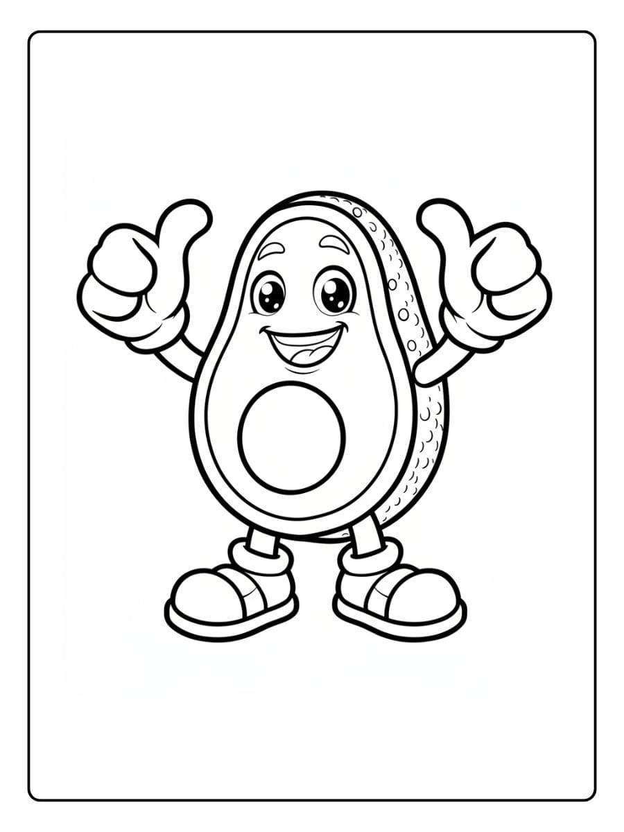 Kleurplaat Avocado Schattig (8)