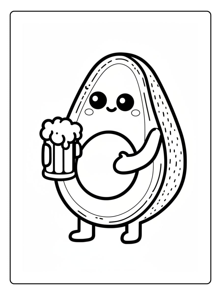 Kleurplaat Avocado Schattig (9)