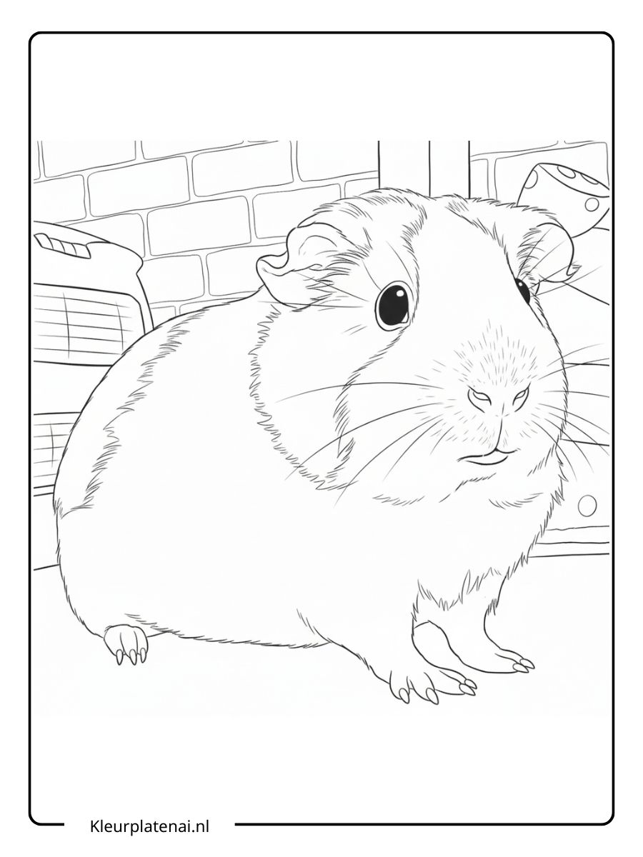 Kleurplaat Cavia Schattig (1)