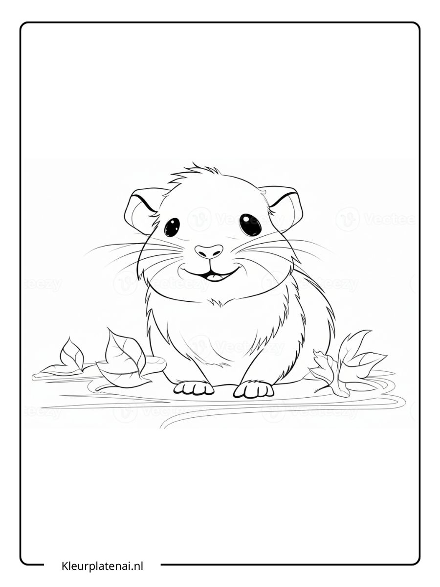 Kleurplaat Cavia Schattig (10)