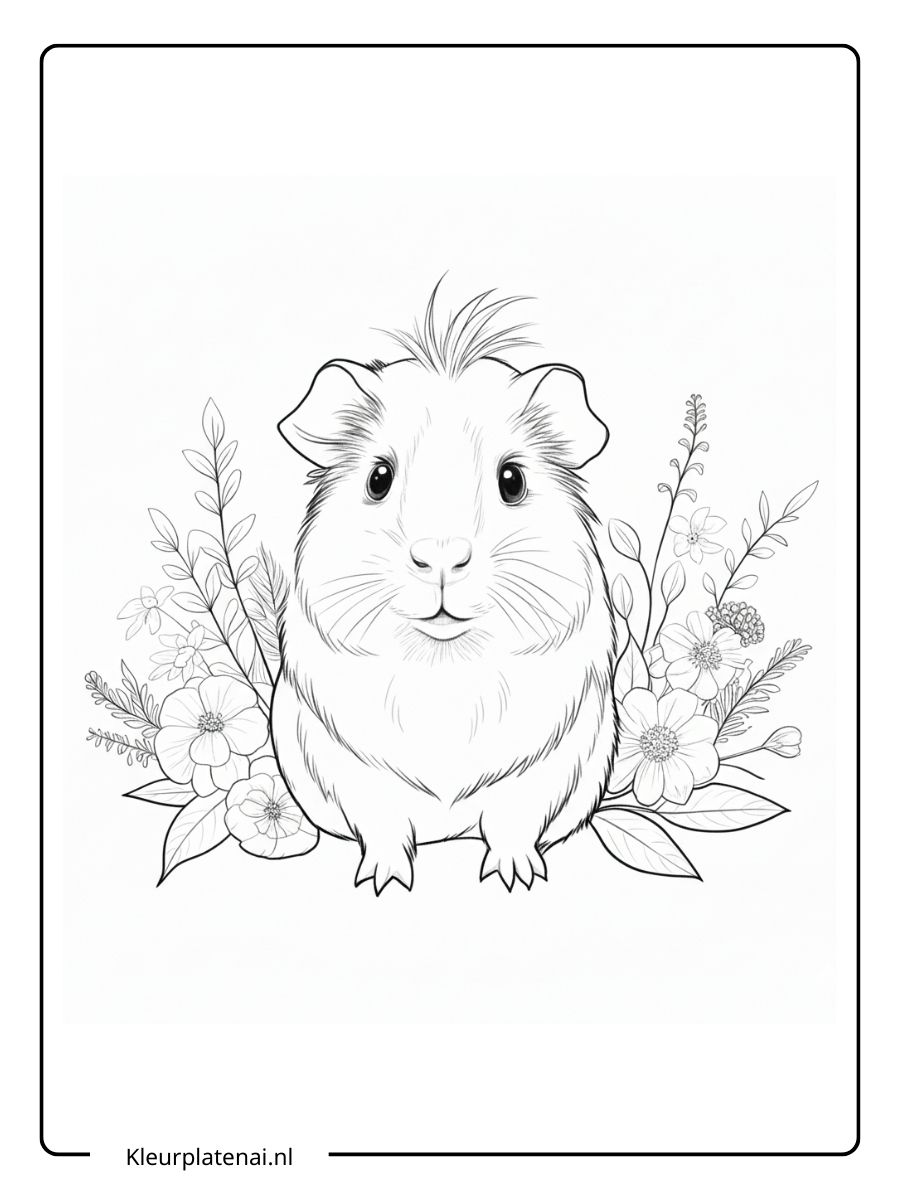 Kleurplaat Cavia Schattig (12)