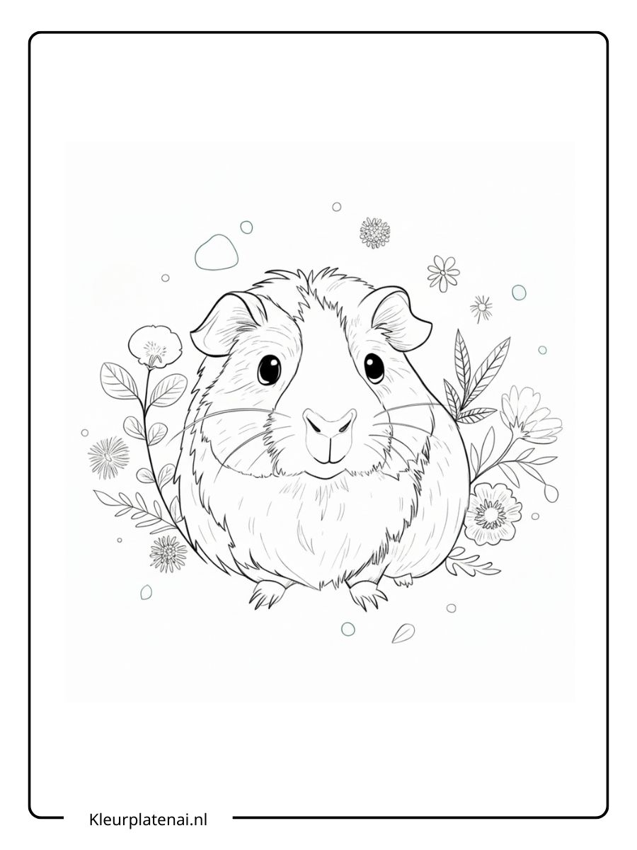 Kleurplaat Cavia Schattig (17)